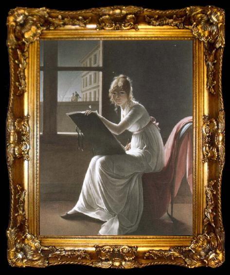 framed  Marie Bracquemond portrait of mademoiselle charlotte du val d ognes, ta009-2
